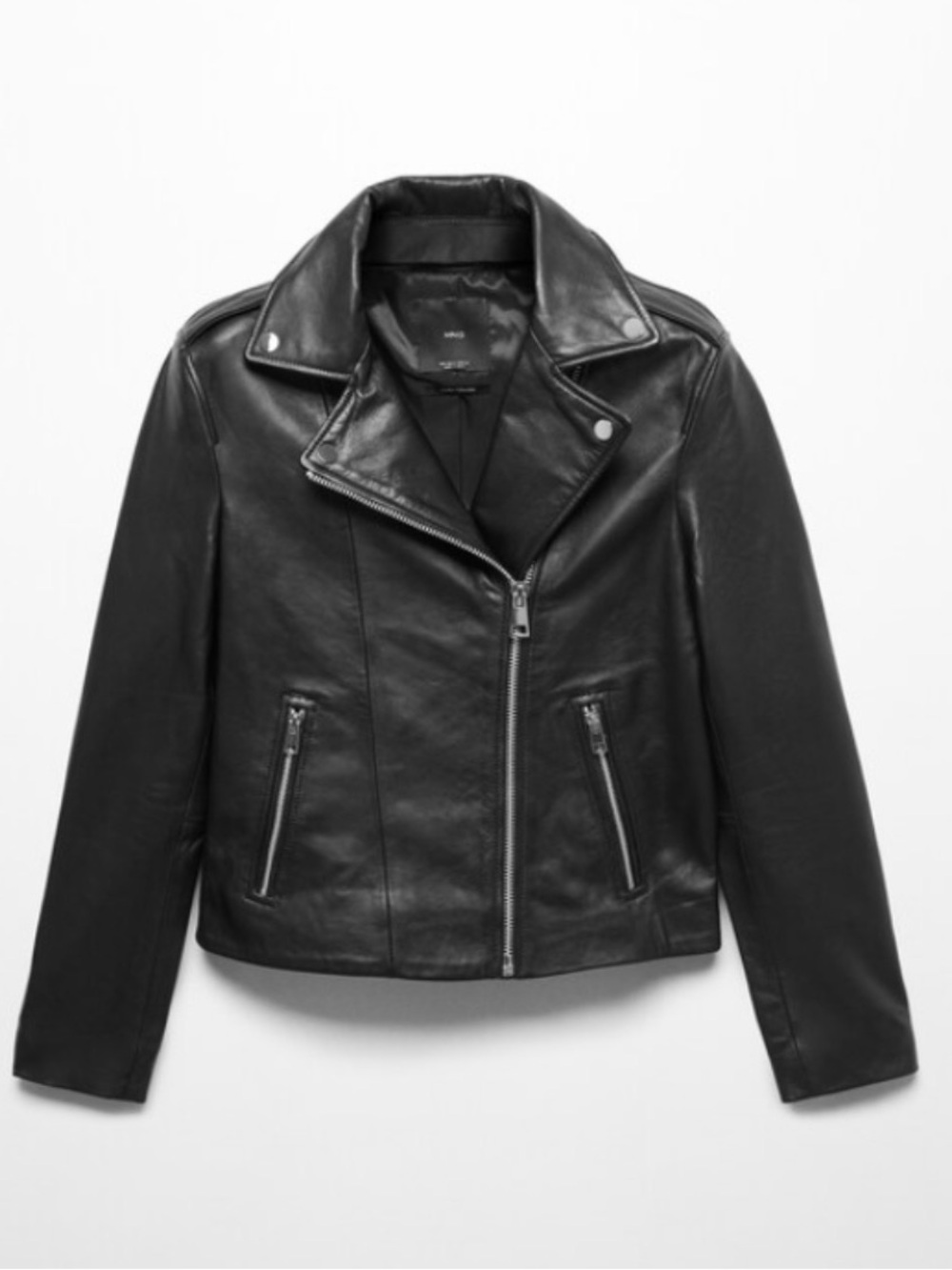MNG Black Leather Biker Jacket